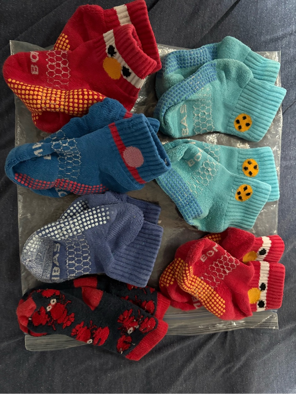 Sesame Street Bombas Toddler ankle Non-Slip Sock Pack in Red, Aqua, Blue, Navy